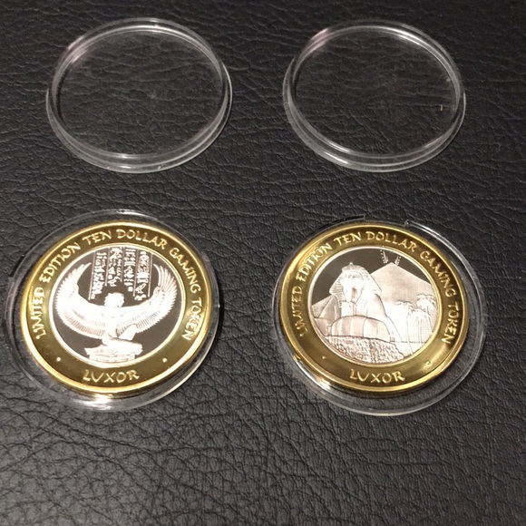 Luxor Las Vegas $10 Gaming Tokens .999 Fine Silver - Lot of 2 - Picture 2 of 4